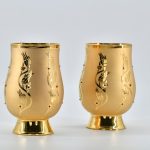 Osmanlı Esintili Altın Yaldızlı ve Taşlı İkili Lale Vazo Seti