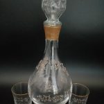 Antik Altın Yaldızlı ve Kumlama Desenli 3 Parça Likör Takımı