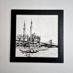 Akrilik Tablo Siyah Beyaz Orta Köy