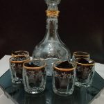 Çiçek Desenli Kumlama Likör Seti