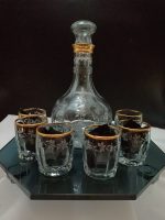 Çiçek Desenli Kumlama Likör Seti